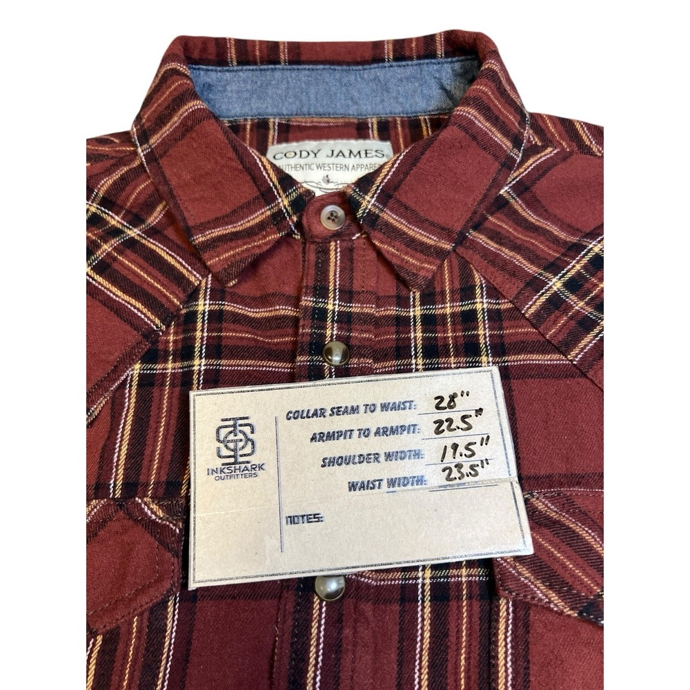 Cody James Pearl Snap Flannel Shirt Men's‎ Medium Plaid Flip Cuffs Western Rodeo - Picture 9 of 9